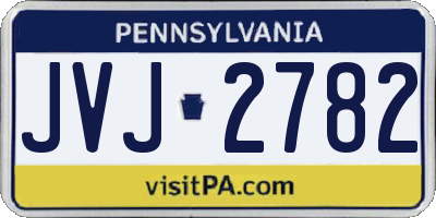 PA license plate JVJ2782