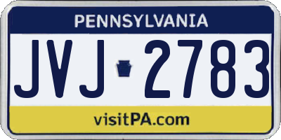 PA license plate JVJ2783