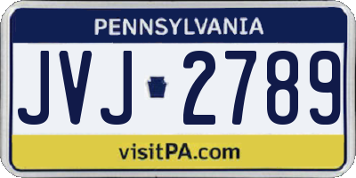 PA license plate JVJ2789