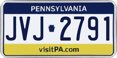 PA license plate JVJ2791