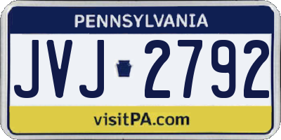 PA license plate JVJ2792