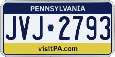 PA license plate JVJ2793