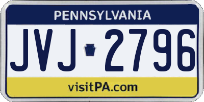 PA license plate JVJ2796