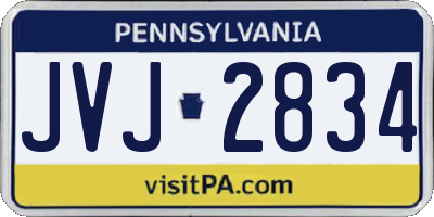 PA license plate JVJ2834