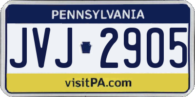 PA license plate JVJ2905