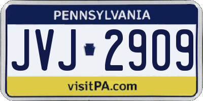 PA license plate JVJ2909