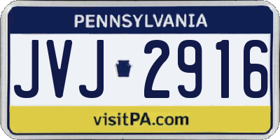 PA license plate JVJ2916