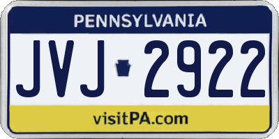 PA license plate JVJ2922