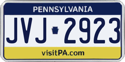 PA license plate JVJ2923