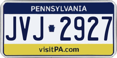 PA license plate JVJ2927