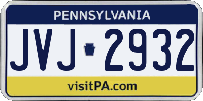 PA license plate JVJ2932