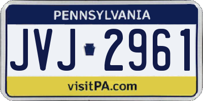 PA license plate JVJ2961
