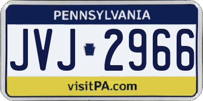 PA license plate JVJ2966