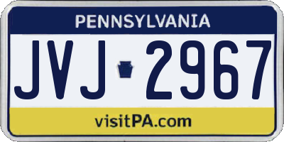 PA license plate JVJ2967