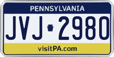 PA license plate JVJ2980