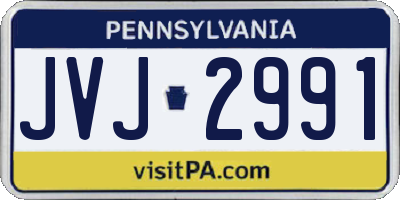 PA license plate JVJ2991