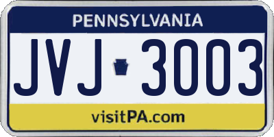 PA license plate JVJ3003