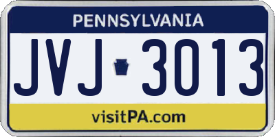 PA license plate JVJ3013