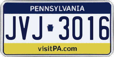 PA license plate JVJ3016