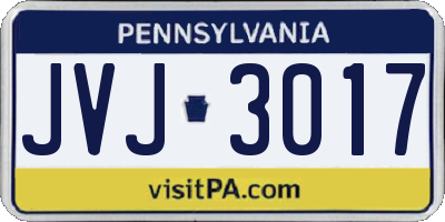 PA license plate JVJ3017