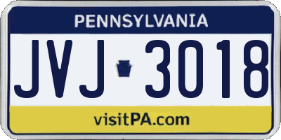 PA license plate JVJ3018