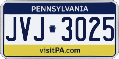 PA license plate JVJ3025