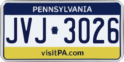 PA license plate JVJ3026