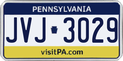 PA license plate JVJ3029