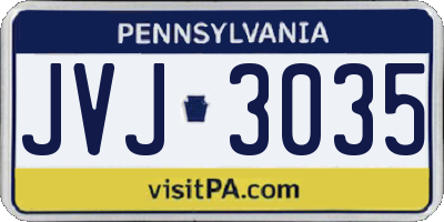 PA license plate JVJ3035