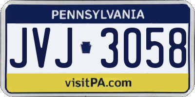 PA license plate JVJ3058