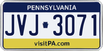 PA license plate JVJ3071