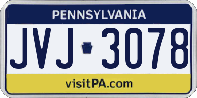 PA license plate JVJ3078