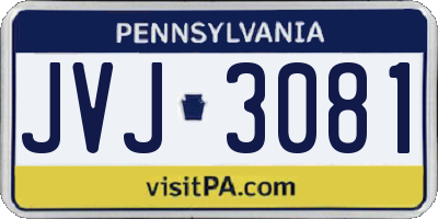 PA license plate JVJ3081