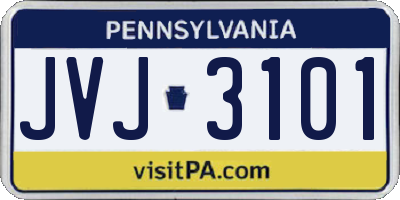 PA license plate JVJ3101