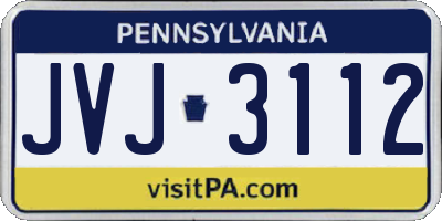 PA license plate JVJ3112