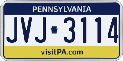PA license plate JVJ3114