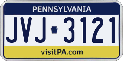 PA license plate JVJ3121