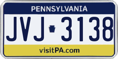 PA license plate JVJ3138
