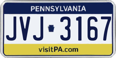 PA license plate JVJ3167
