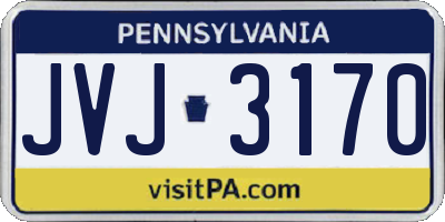 PA license plate JVJ3170