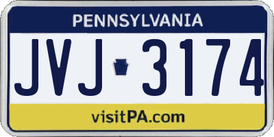 PA license plate JVJ3174
