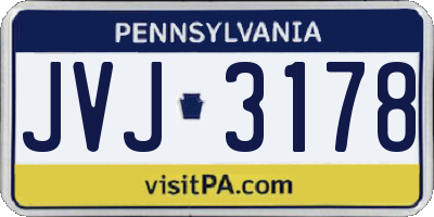 PA license plate JVJ3178