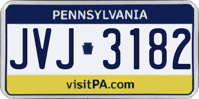 PA license plate JVJ3182