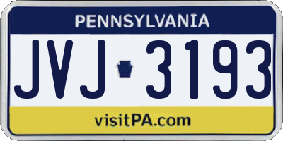 PA license plate JVJ3193