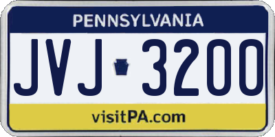 PA license plate JVJ3200