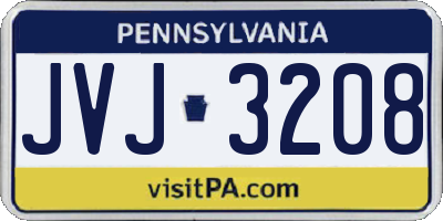 PA license plate JVJ3208