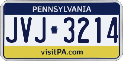 PA license plate JVJ3214