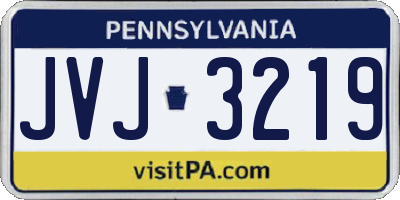PA license plate JVJ3219