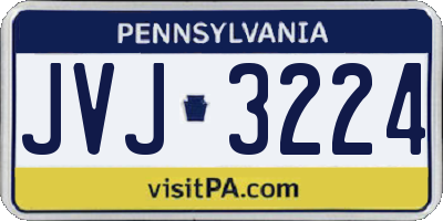 PA license plate JVJ3224