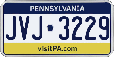 PA license plate JVJ3229